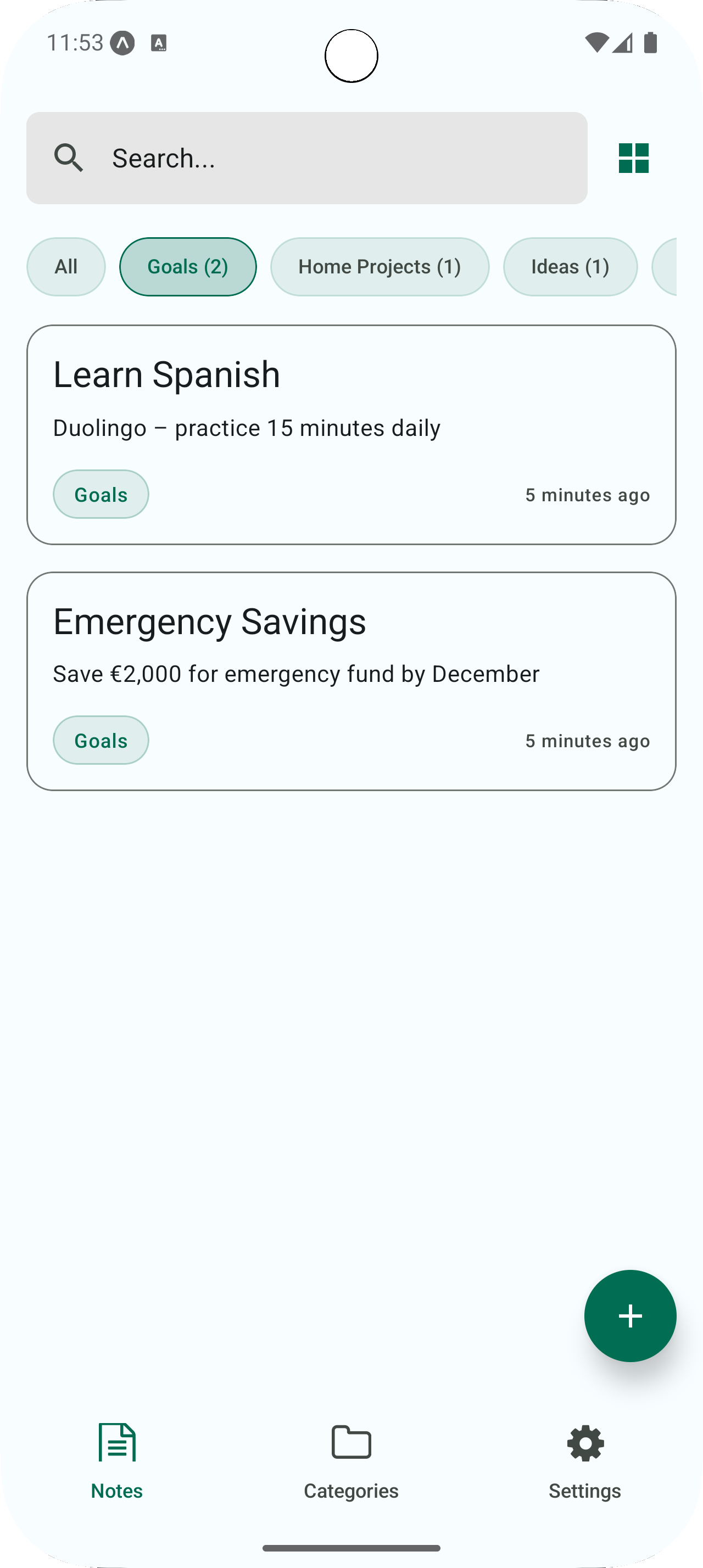 exoNote Notizen-Filter