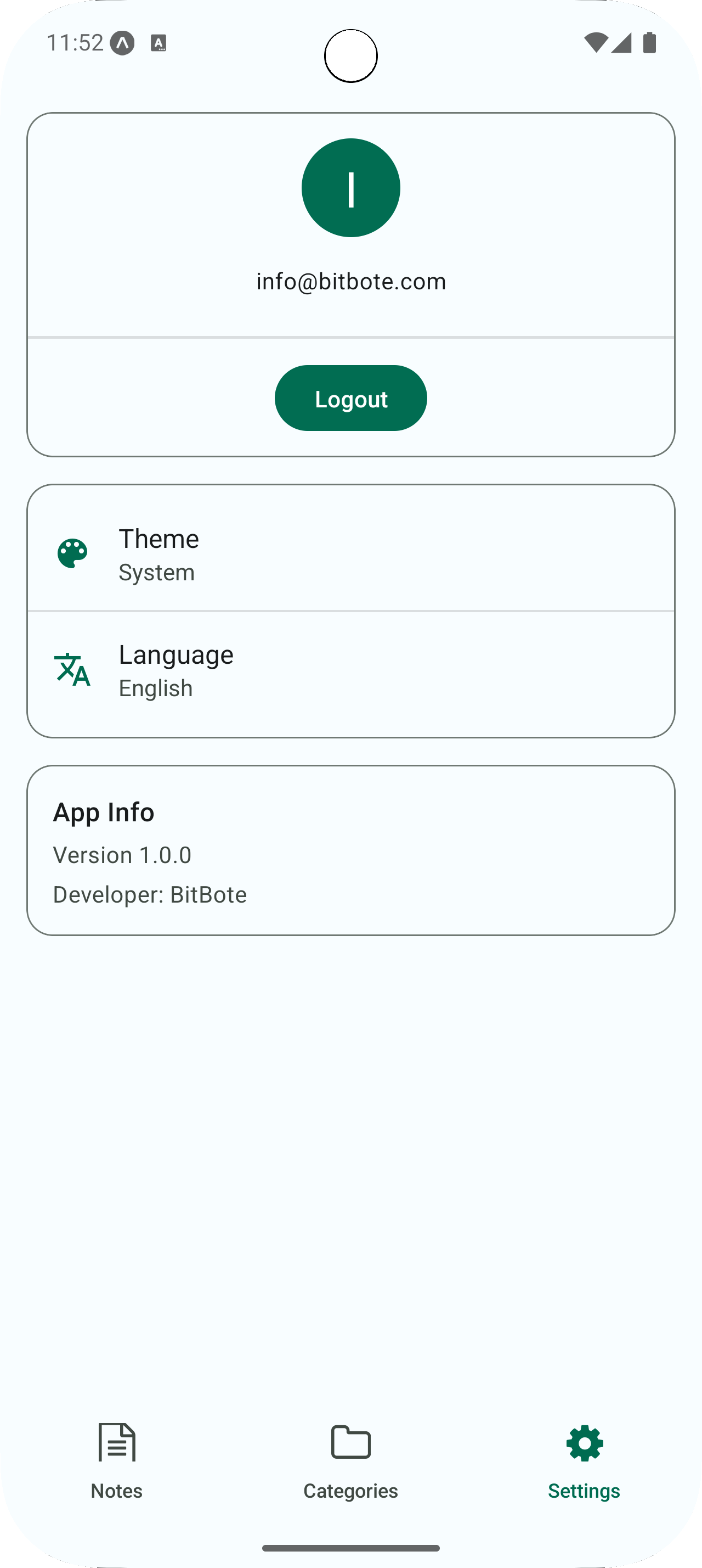 exoNote Einstellungen